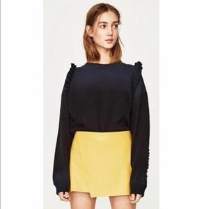 Yellow leather skirt from zara